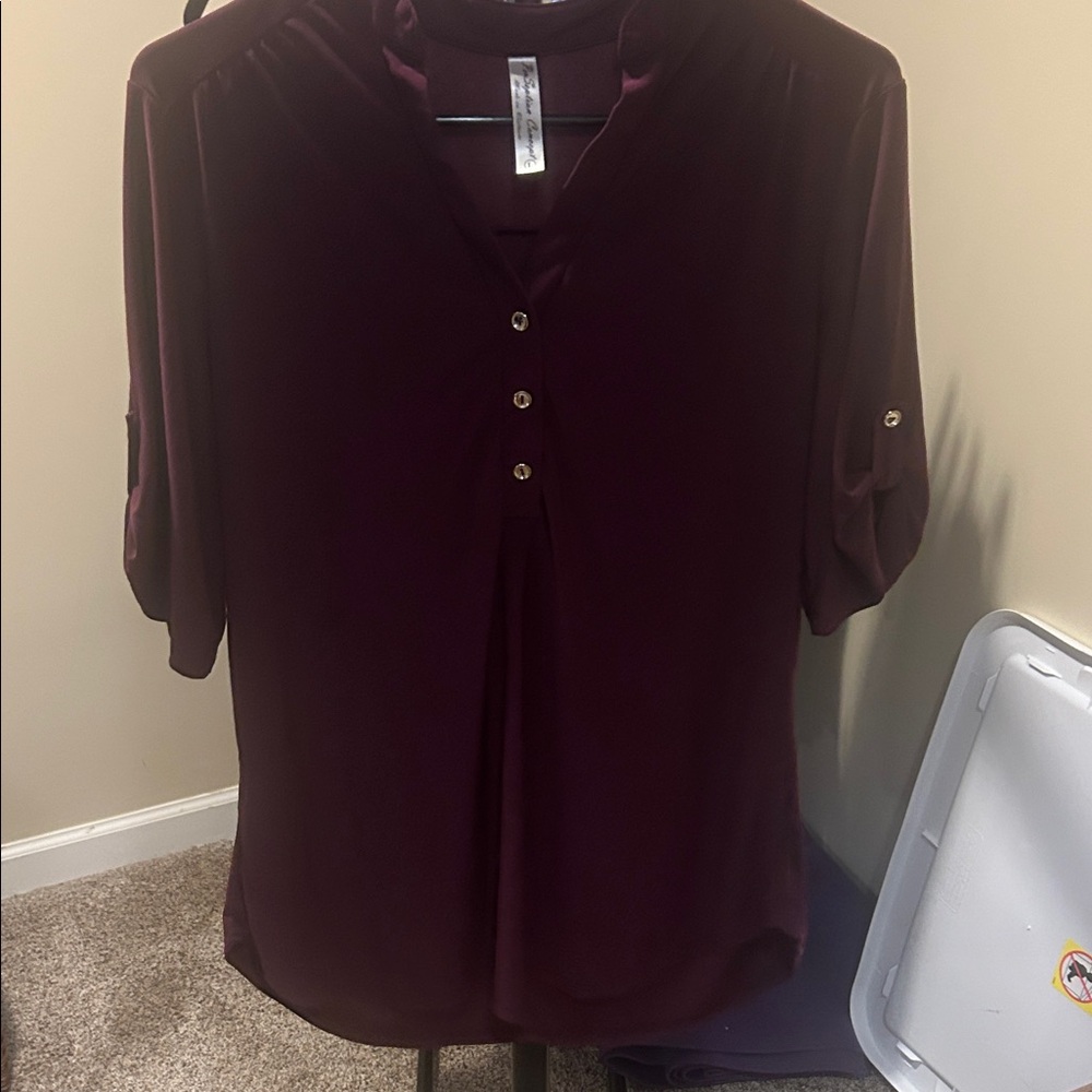 PerSeption Concept Deep Burgundy Button Down Shirt